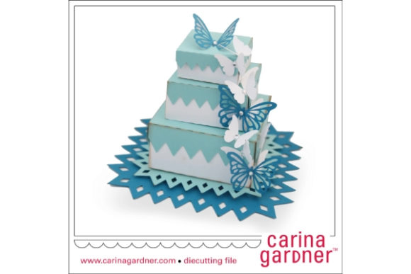 Butterfly Layered Wedding Cake 3D SVG for Branding & Marketing