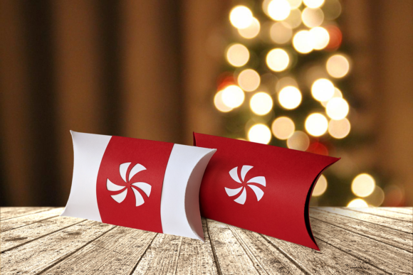 Christmas Peppermint Pillow Box: Festive 3D SVG Gift Boxes for Seasonal Branding