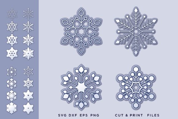 Christmas Snowflakes Layer – A 3D SVG Design for Festive Branding and Seasonal Visuals