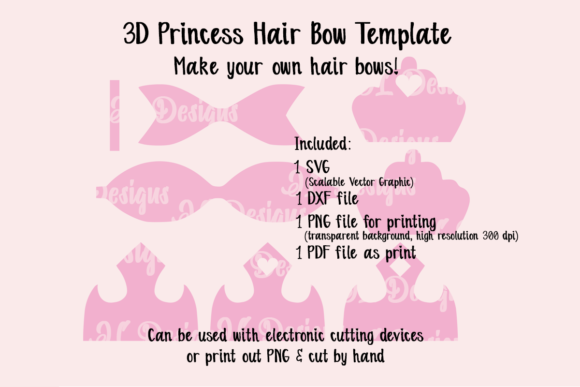 Princess Crown Bow Template: A 3D SVG Gem for Crafters & Etsy Sellers