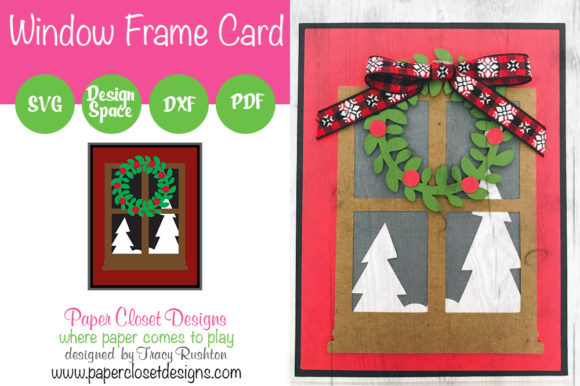 Window Frame Christmas Card: Festive 3D SVG for Small Business Branding
