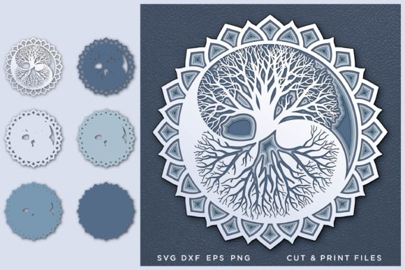 Yin Yang Tree of Life Layered 3D SVG for Branding and Design Projects